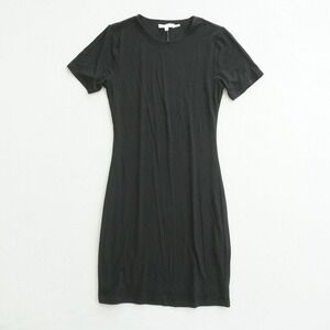 Good American Khloe Lined T Shirt Dress Black Short Sleeve Bodycon Mini Casual 1